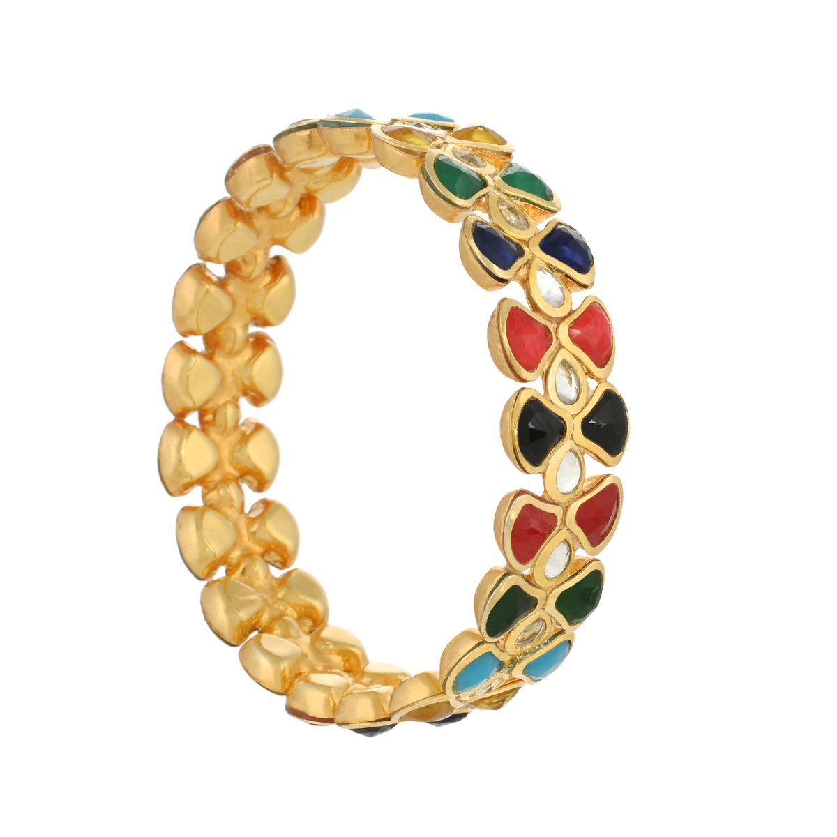 Multi-Style Kundan Bangle - Handmade Bangle - 22K Gold Plated Bangle - Danish Jewellers® 