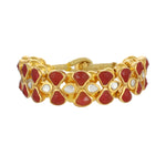 Stunning Red Kundan Bracelet - 22K Gold Plated Kundan Bracelet - Handmade Bracelet - Danish Jewellers® 