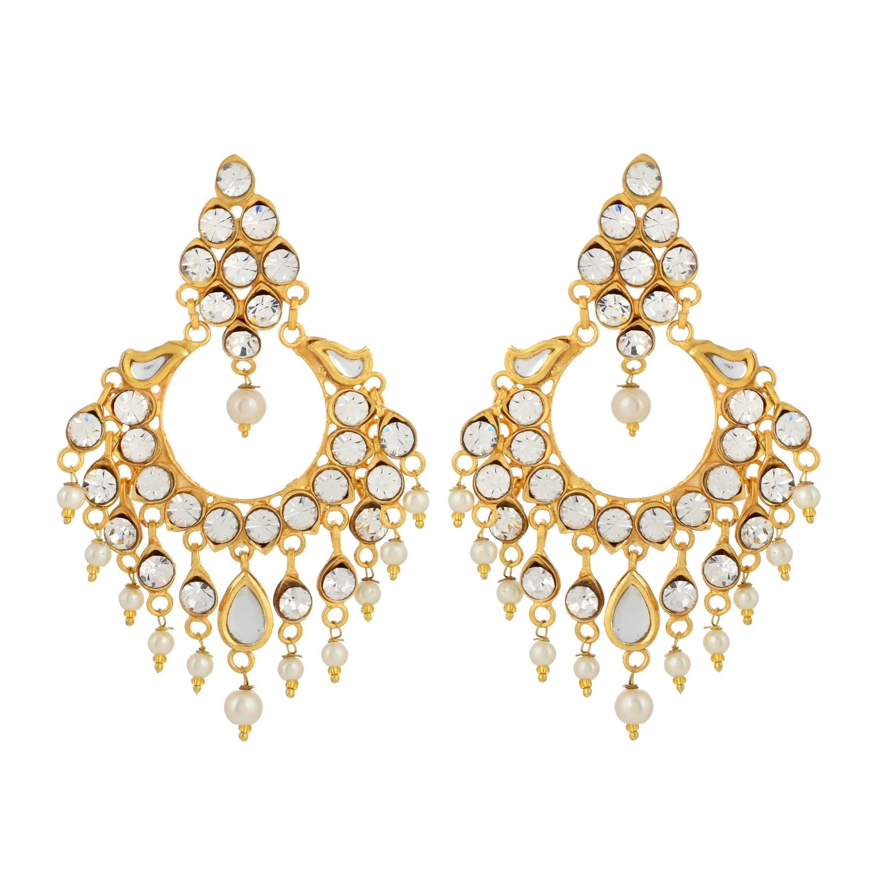 22K Gold Plated Earrings - Kundan Earrings - Antique Design Earrings - Danish Jewellers® 