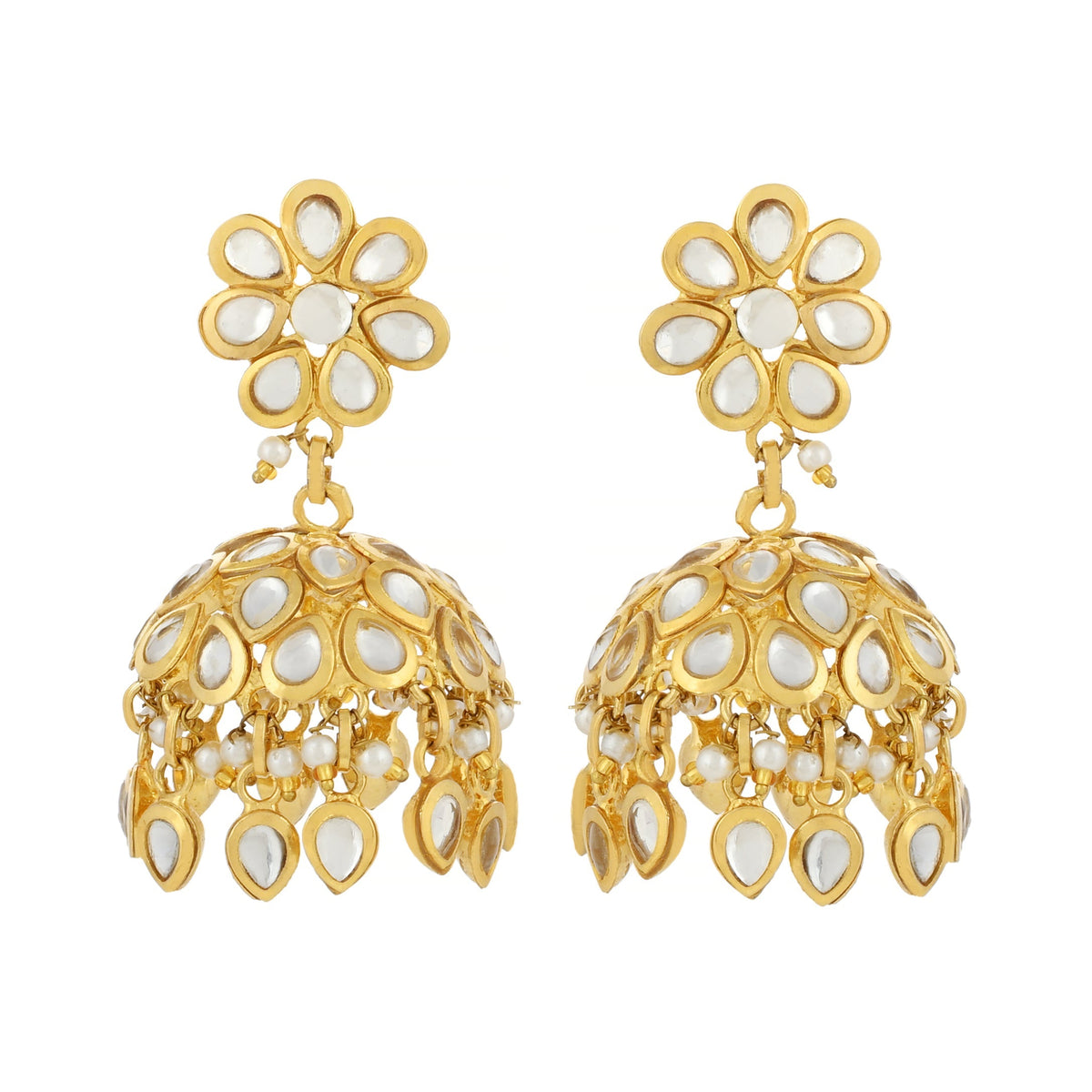 Kundan Earrings - Indian Earrings - Jhumki Design Earrings - Danish Jewellers® 