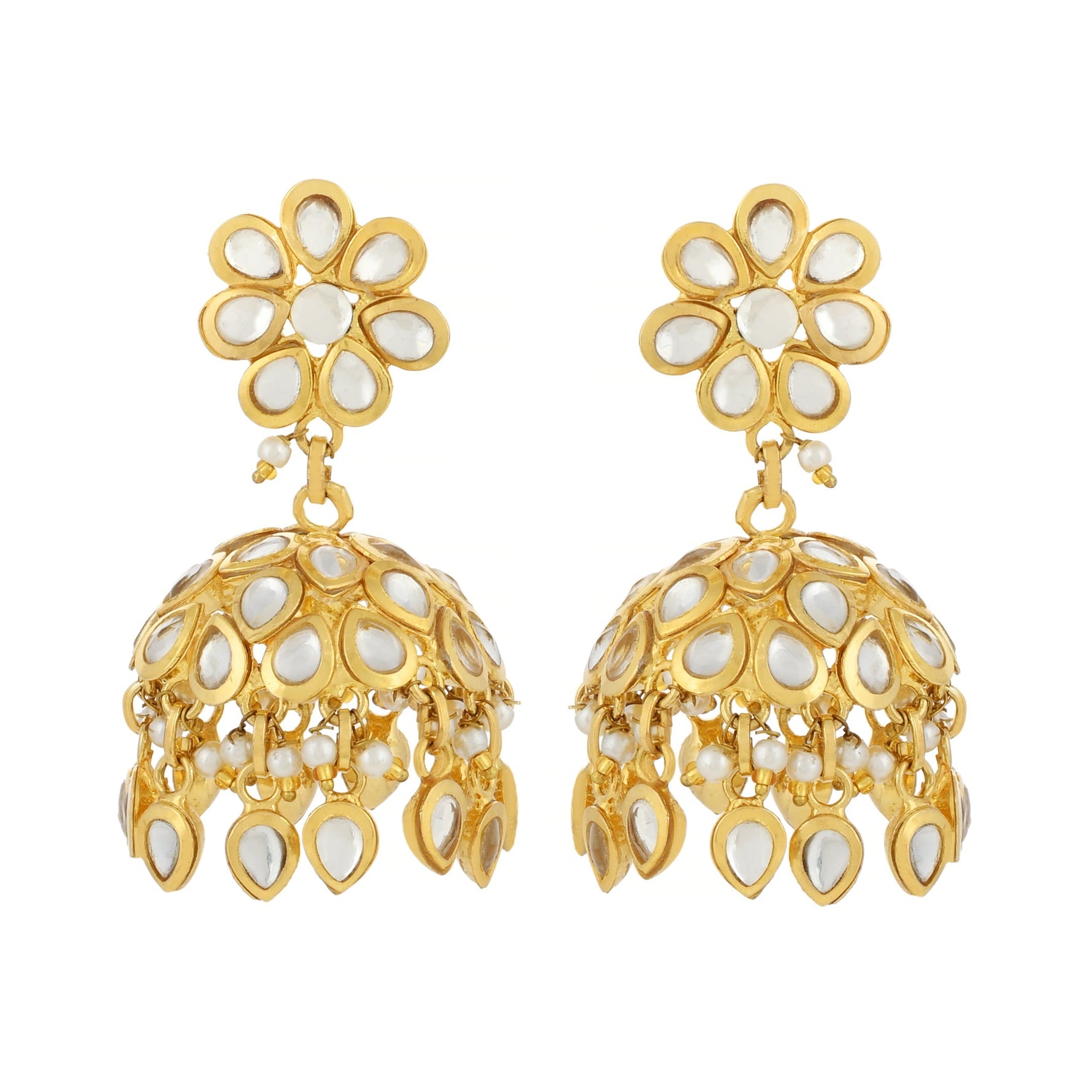Kundan Earrings - Indian Earrings - Jhumki Design Earrings - Danish Jewellers® 