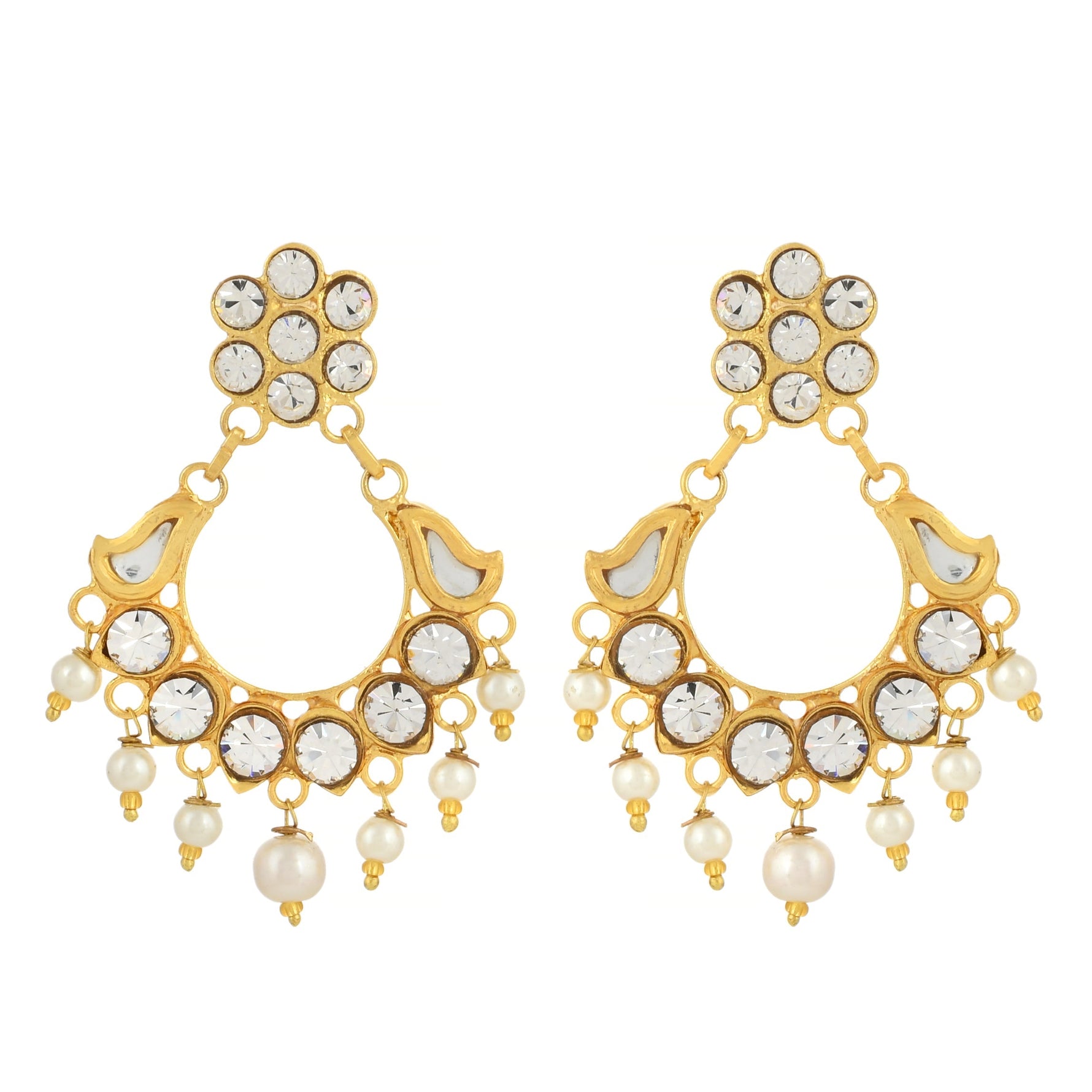 22K Gold Finishing Earrings - Feminine Earrings - Kundan Earrings - Danish Jewellers® 