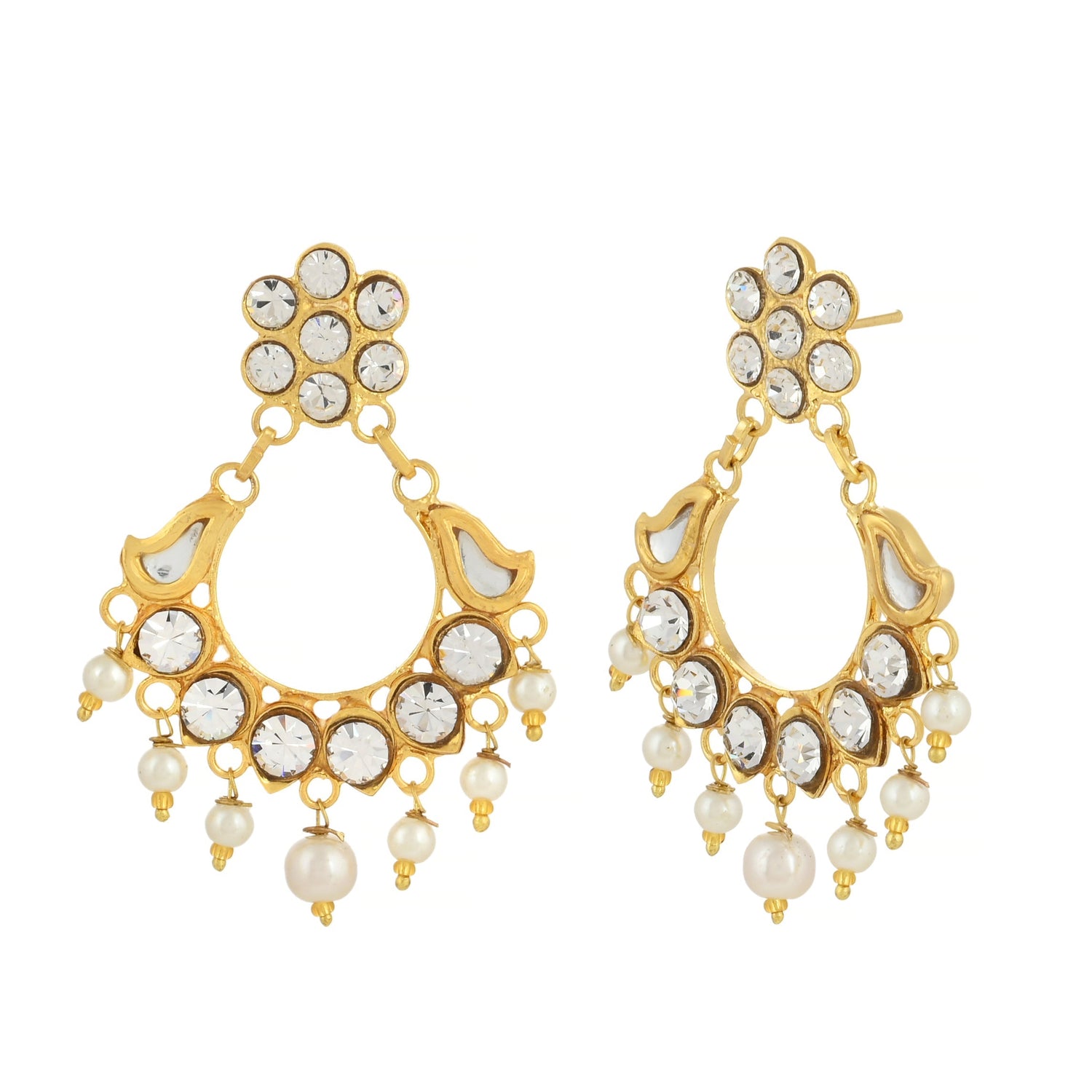 22K Gold Finishing Earrings - Feminine Earrings - Kundan Earrings - Danish Jewellers® 