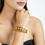 Handcrafted Multi-Color Kundan Bracelet - Kundan Bracelet - Dainty Kundan Bracelet - Danish Jewellers® 