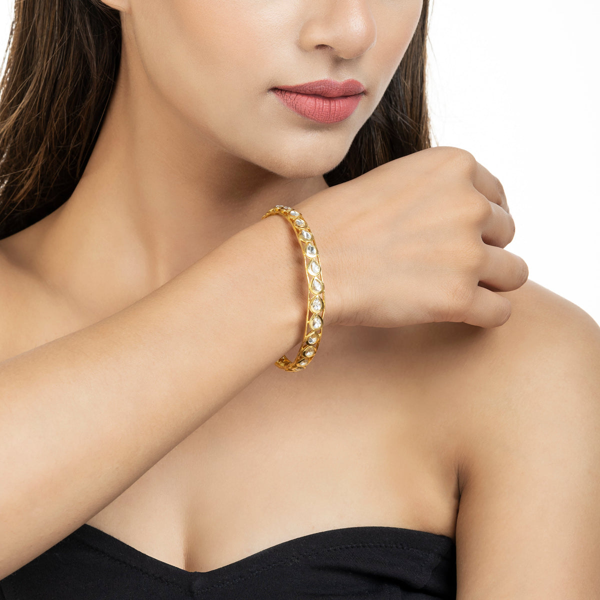Contemporary Finish Bangle - Handmade Kundan Bangle - 22K Gold Finishing Bangle - Danish Jewellers® 