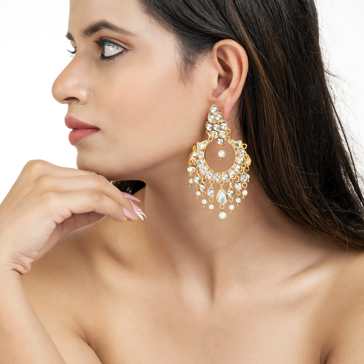 22K Gold Plated Earrings - Kundan Earrings - Antique Design Earrings - Danish Jewellers® 