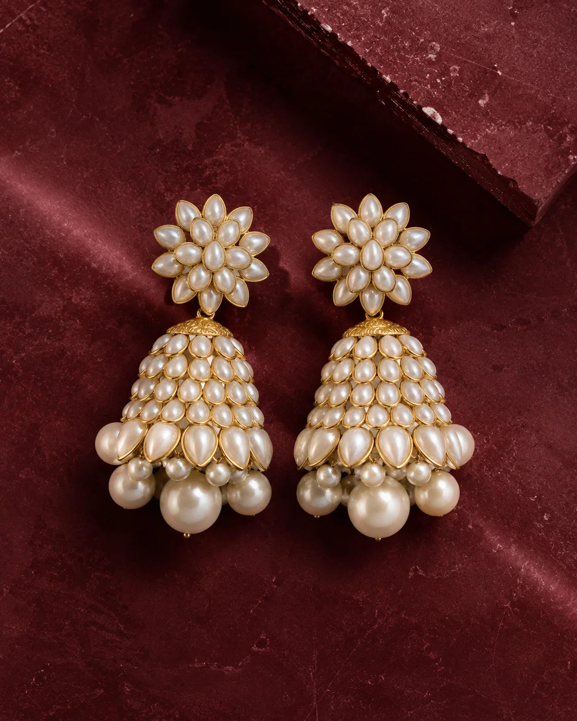 Pearl Cluster Jhumka Earrings