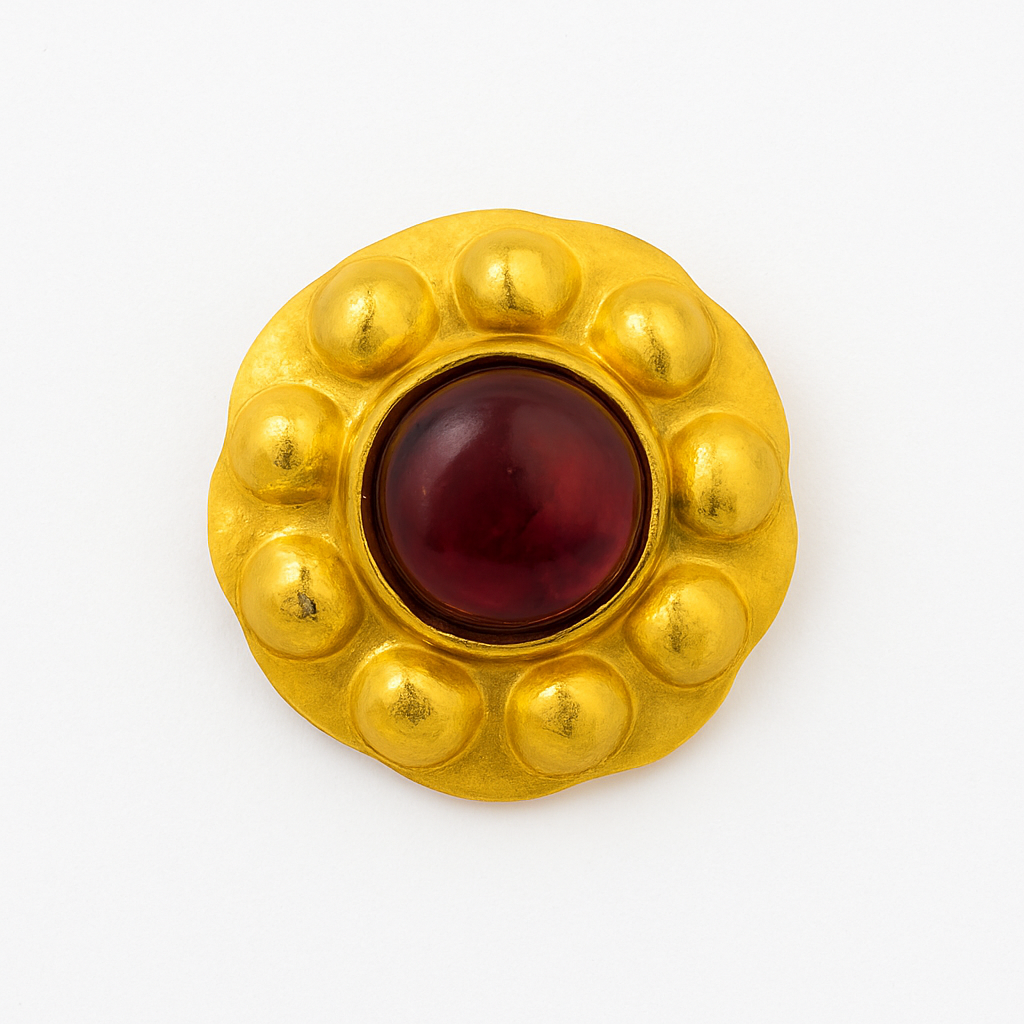 Luxe Line 22K Gold-Finish Kundan Earring with Red Gemstone