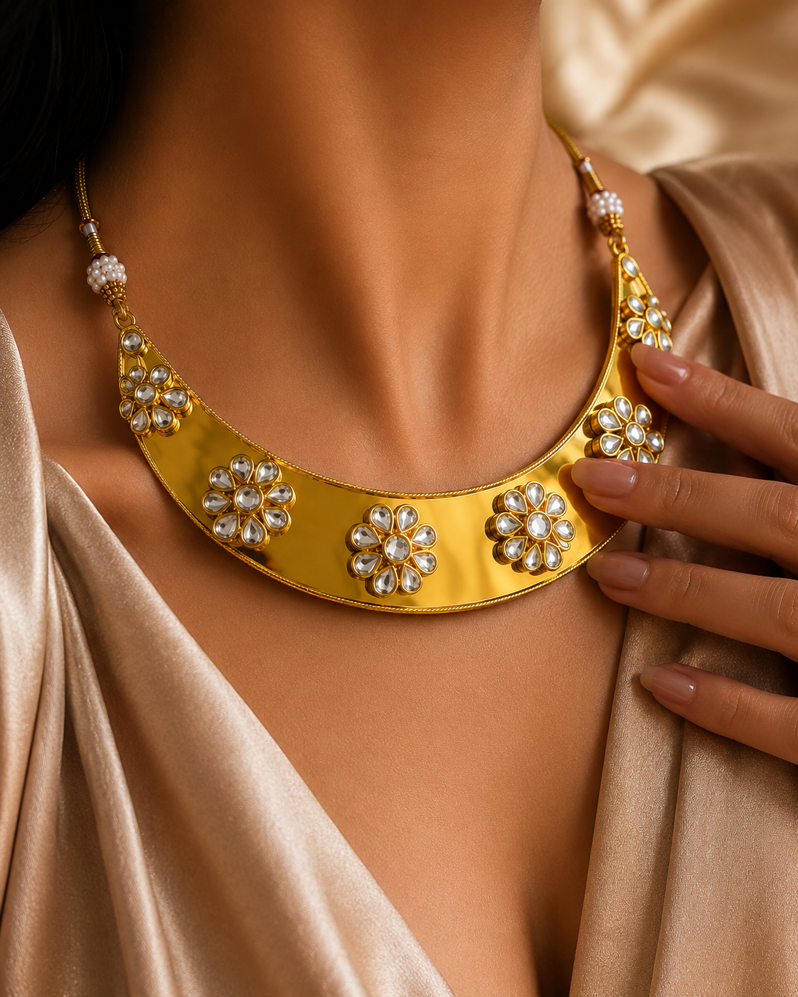 Royal Heritage Kundan Choker Necklace – Handcrafted with 22K Gold Finish