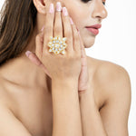 Trendy Ring - 22K Gold Plated Ring - Kundan Ring - Danish Jewellers® 
