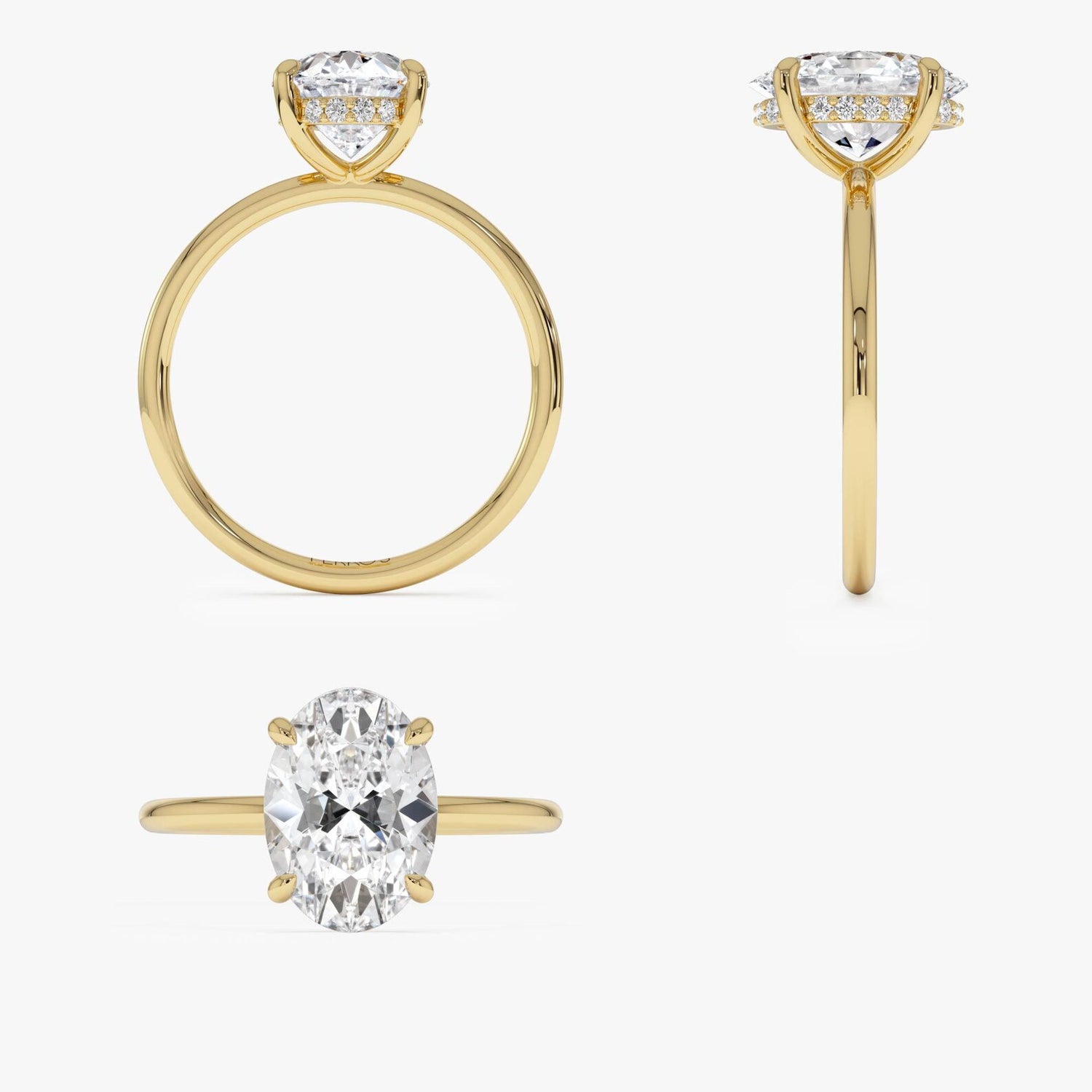 Oval Lab Grown Diamond Engagement Ring | Lab Grown Diamond | Hidden Halo Solitaire Ring | IGI Certified