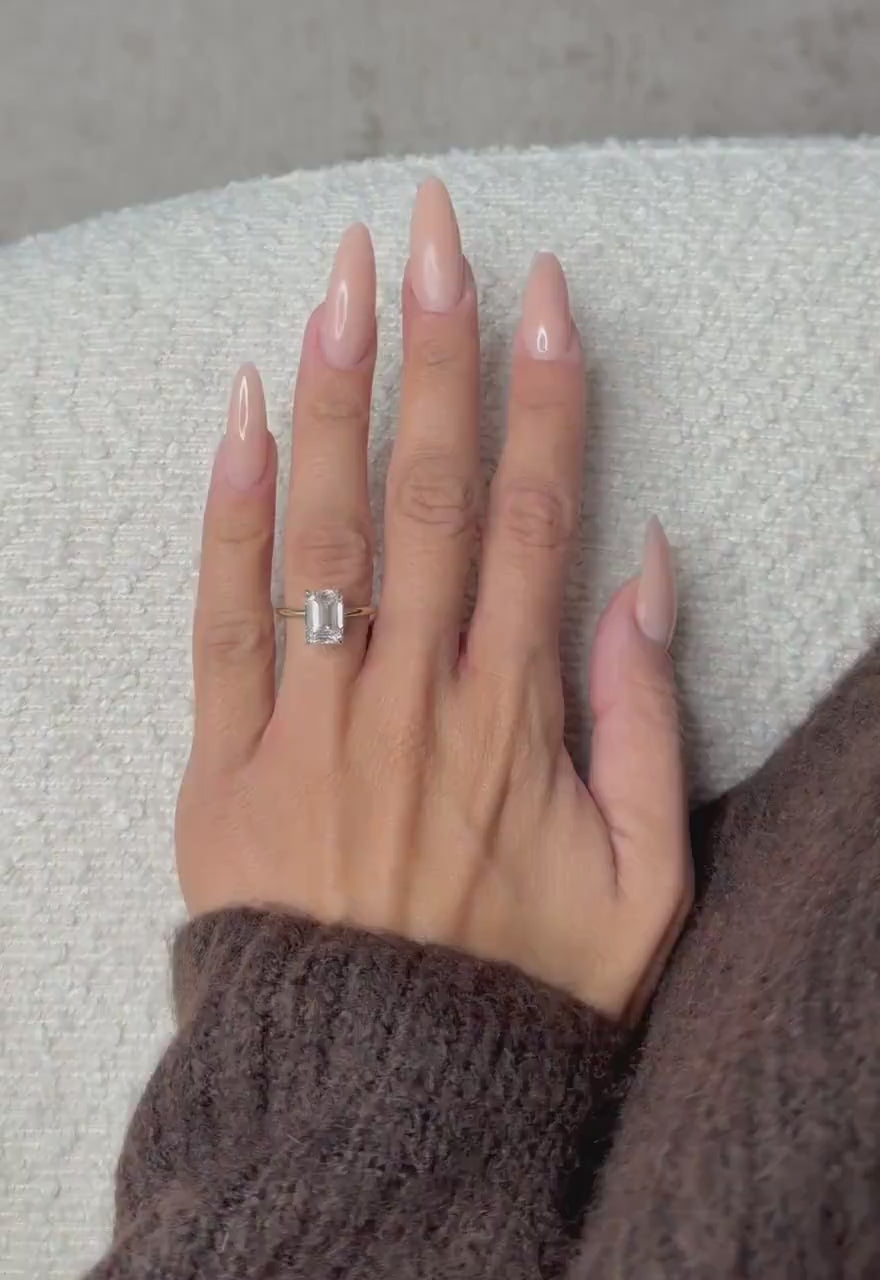 Emerald Cut Lab-Grown Diamond Solitaire Engagement Ring